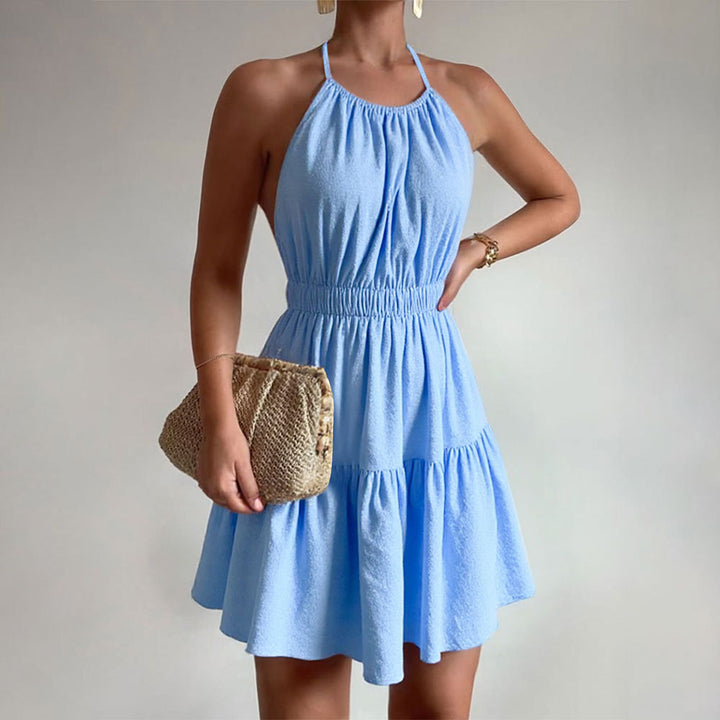 Robe à dos nu pour femme avec un ourlet en volants ludique Levoire