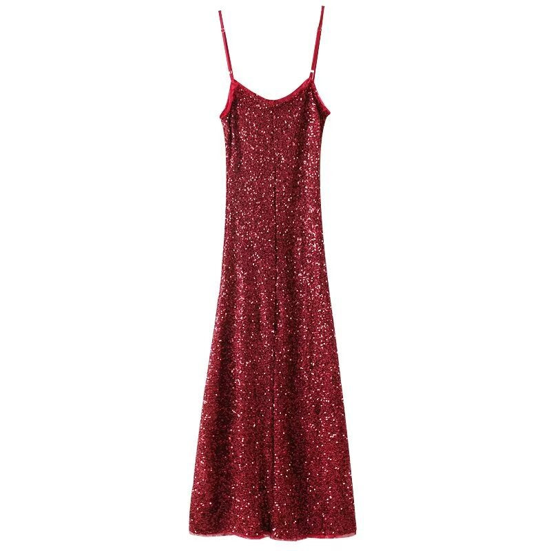 Levoire | La robe maxi sans bretelles multicolore glamour avec paillettes Bordeaux