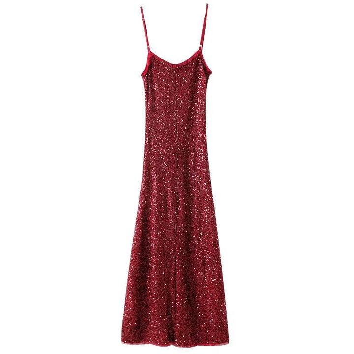 Levoire | La robe maxi sans bretelles multicolore glamour avec paillettes Bordeaux