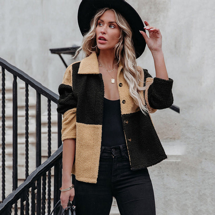 Levoire | Manteau En Laine À Une Rangée Pour Femmes Jaune et noir