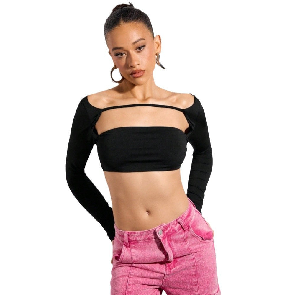 Top court femme avec coupe asymétrique et manches longues Levoire
