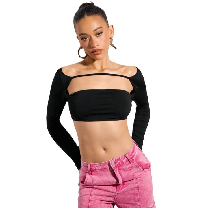 Top court femme avec coupe asymétrique et manches longues Levoire