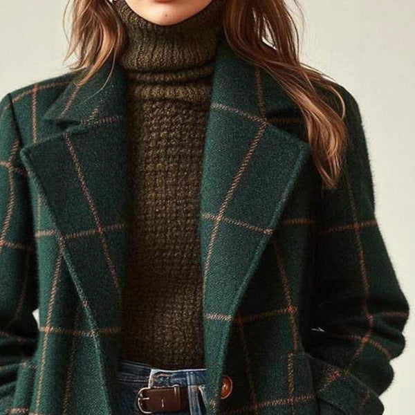 Manteau en laine à carreaux pour femmes Levoire