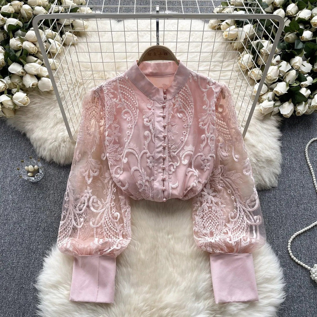Levoire | Vintage blouse française à manches bouffantes Rosa Taille libre