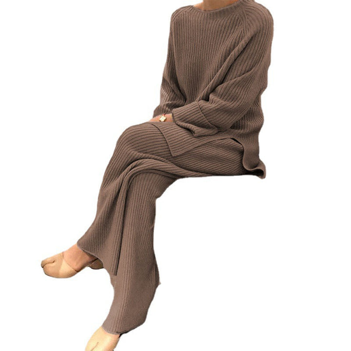Costume en tricot côtelé pour femmes avec haut ample et jambes larges Levoire