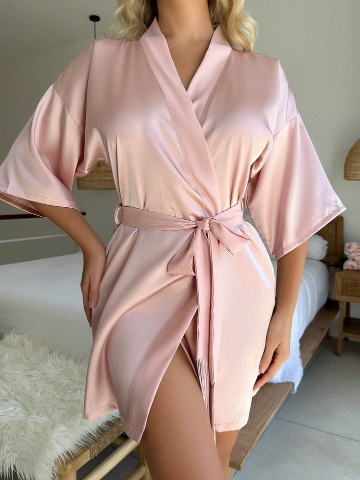 Levoire | Veste Courte Avec Ceinture, Pompon, Peignoir, Pyjama Sexy