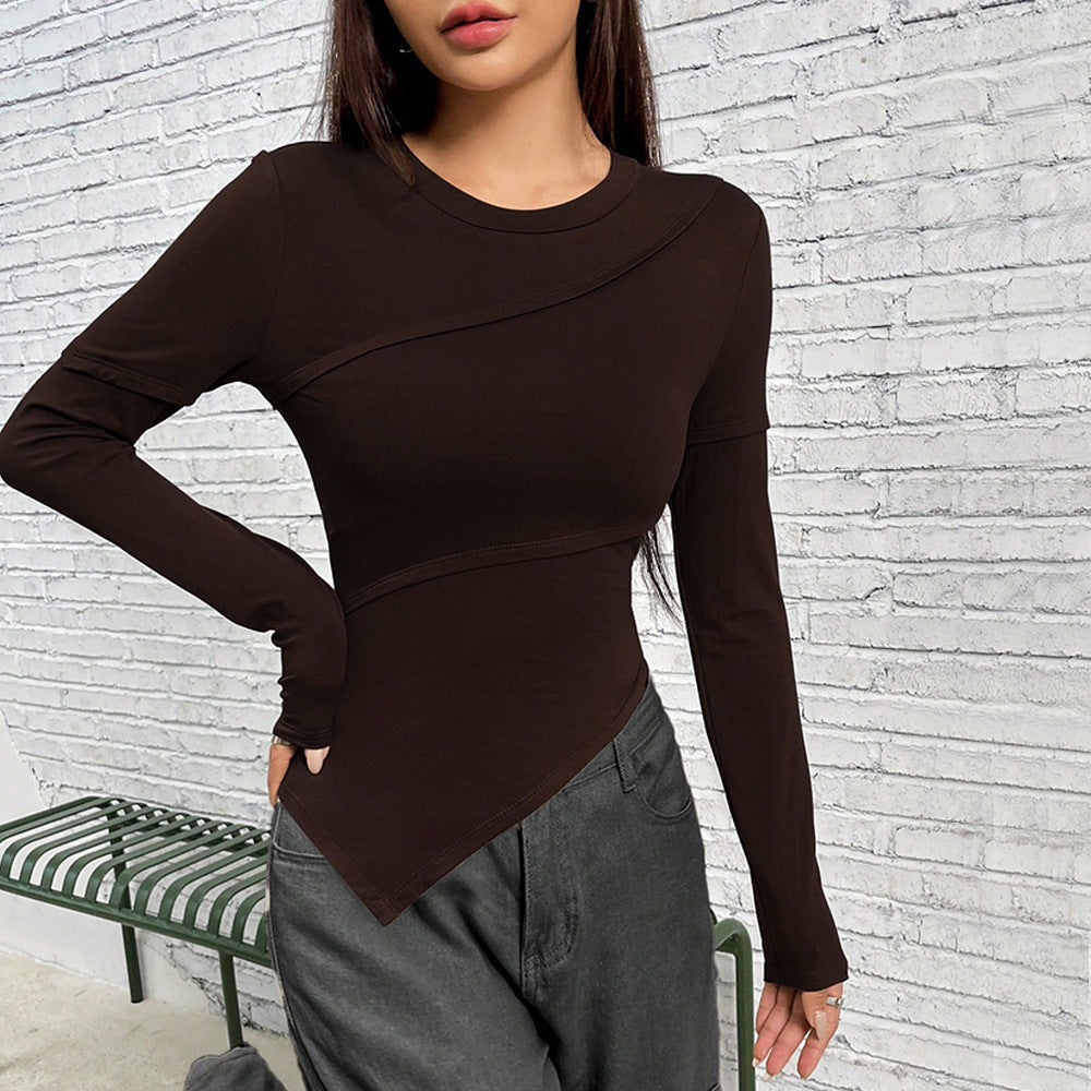 Chemise à manches longues ajustée pour femmes avec design asymétrique et coupe tendance Levoire