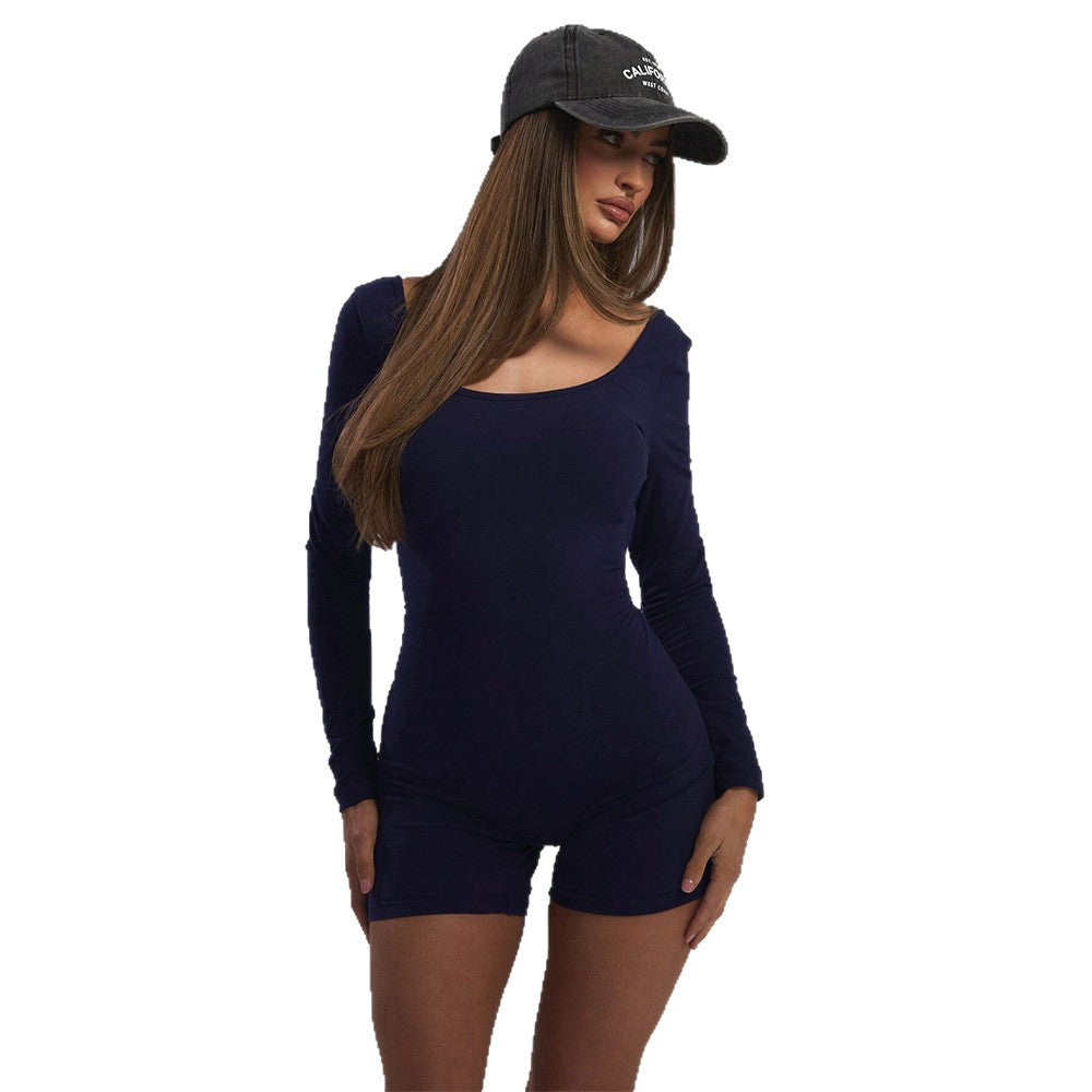 Body à manches longues pour femme avec coupe ajustée et décolleté en U à la mode Levoire
