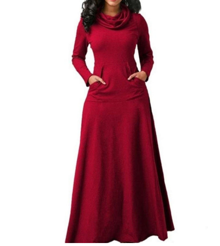 Levoire | Robe Longue À Poches Solides Splice Rouge vin
