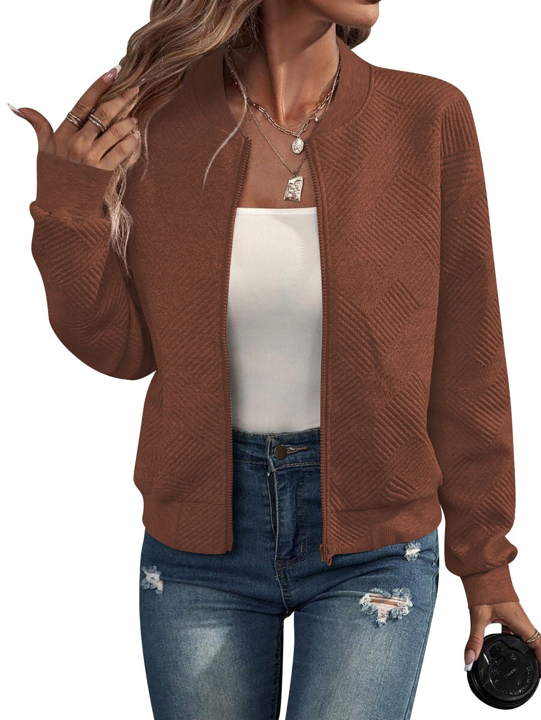 Levoire | Veste Bomber Avec Fermeture Éclair Pour Femmes Braun
