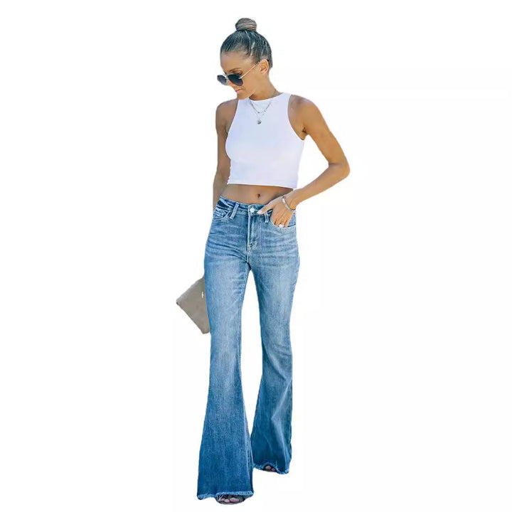 Jean évasé pour femme en style taille haute classique Levoire