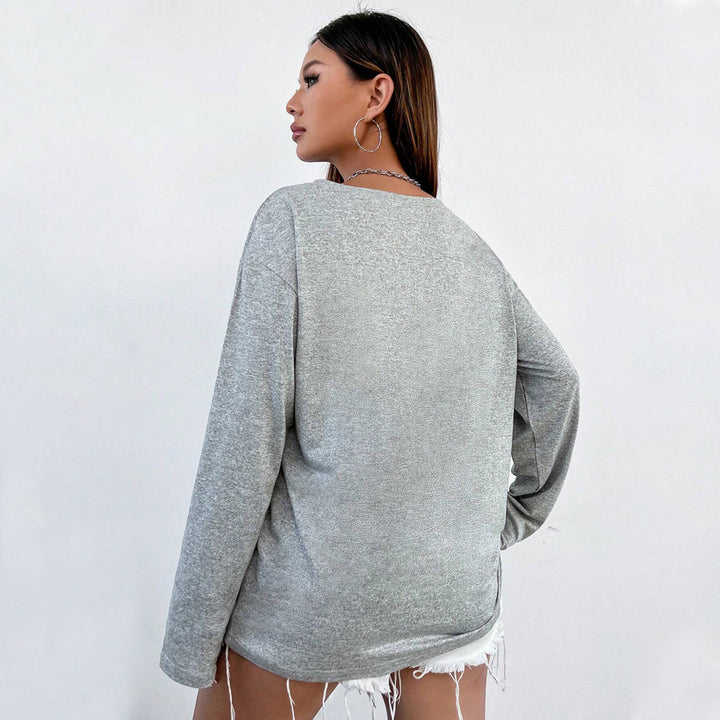Chemise longue à manches longues décontractée pour femmes avec col V et silhouette ajustée Levoire