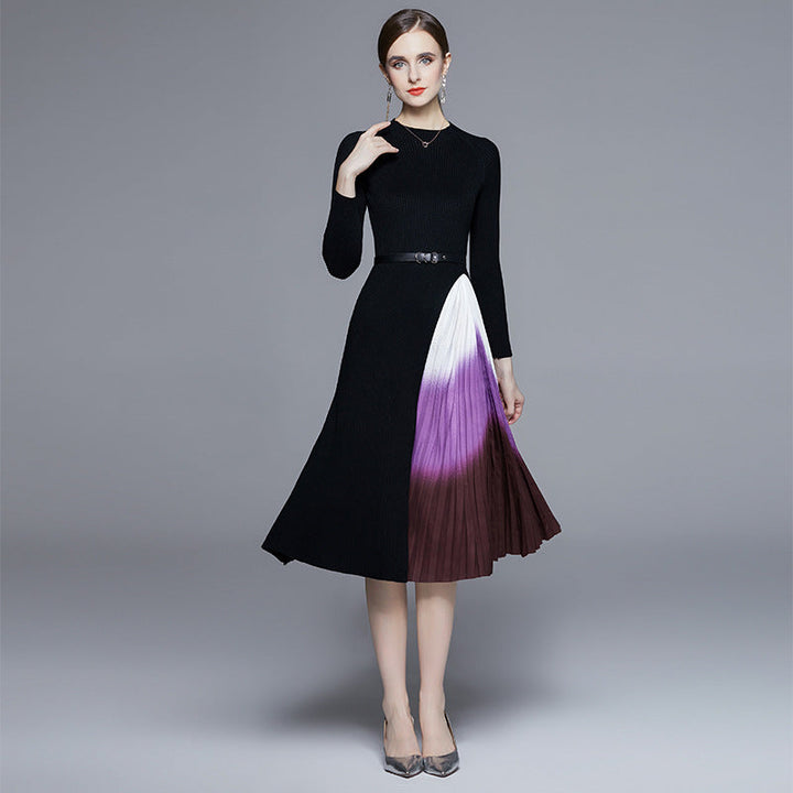 Levoire | Robe à bretelles Tricotée Dégradé de Couleur Slim Dress
