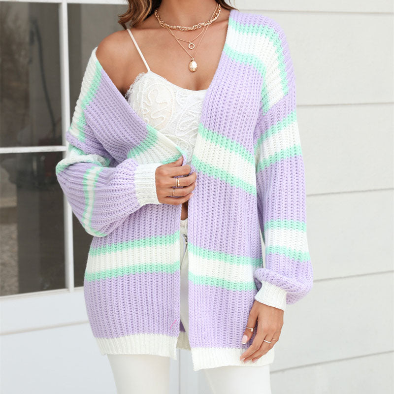 Levoire | Gilet Femmes Rayé Coloré Long