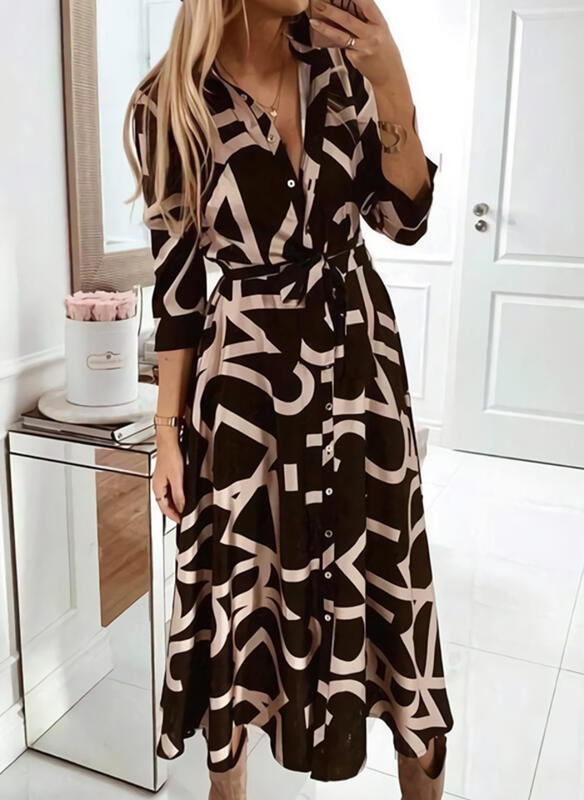 Levoire | Robe nouée à manches longues avec bouton à l'avant ajusté Noir