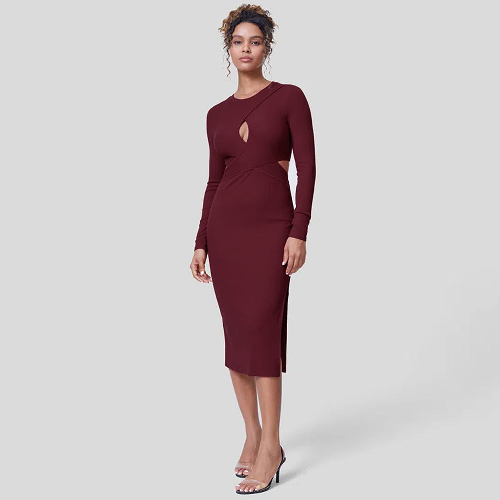 Robe midi élégante pour femmes avec des détails découpés moulants Levoire