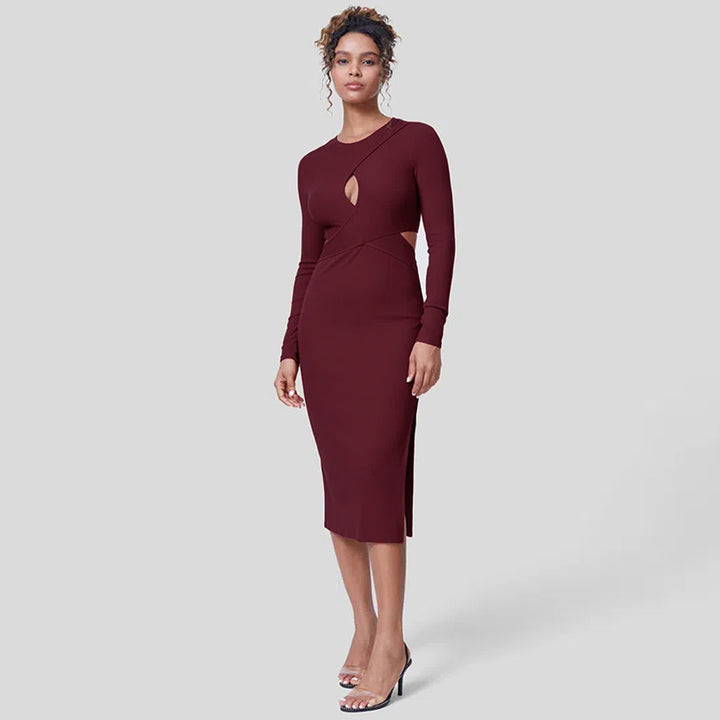Robe midi élégante pour femmes avec des détails découpés moulants Levoire