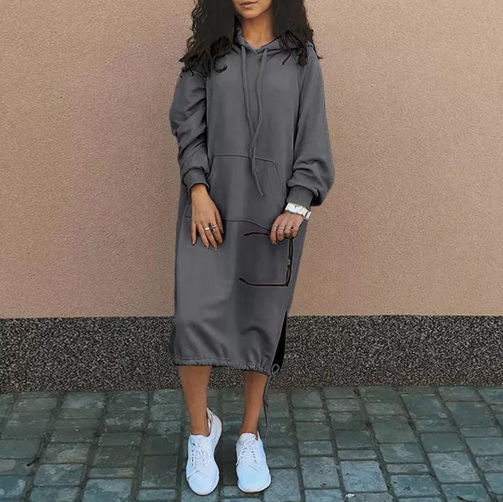 Robe sweat à capuche pour femmes avec poches latérales et ourlet réglable Levoire