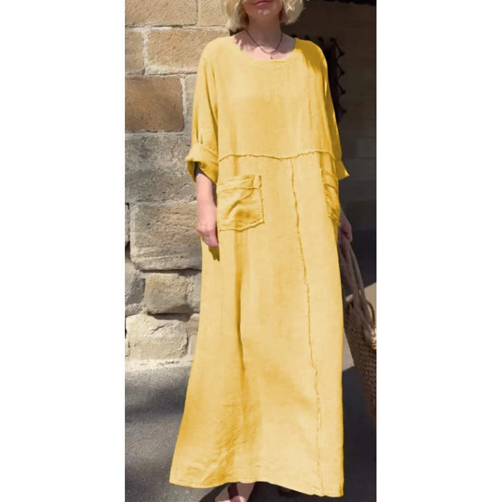 Levoire | Robe sac à dos Manches longues Relaxante Robe plissée Jaune