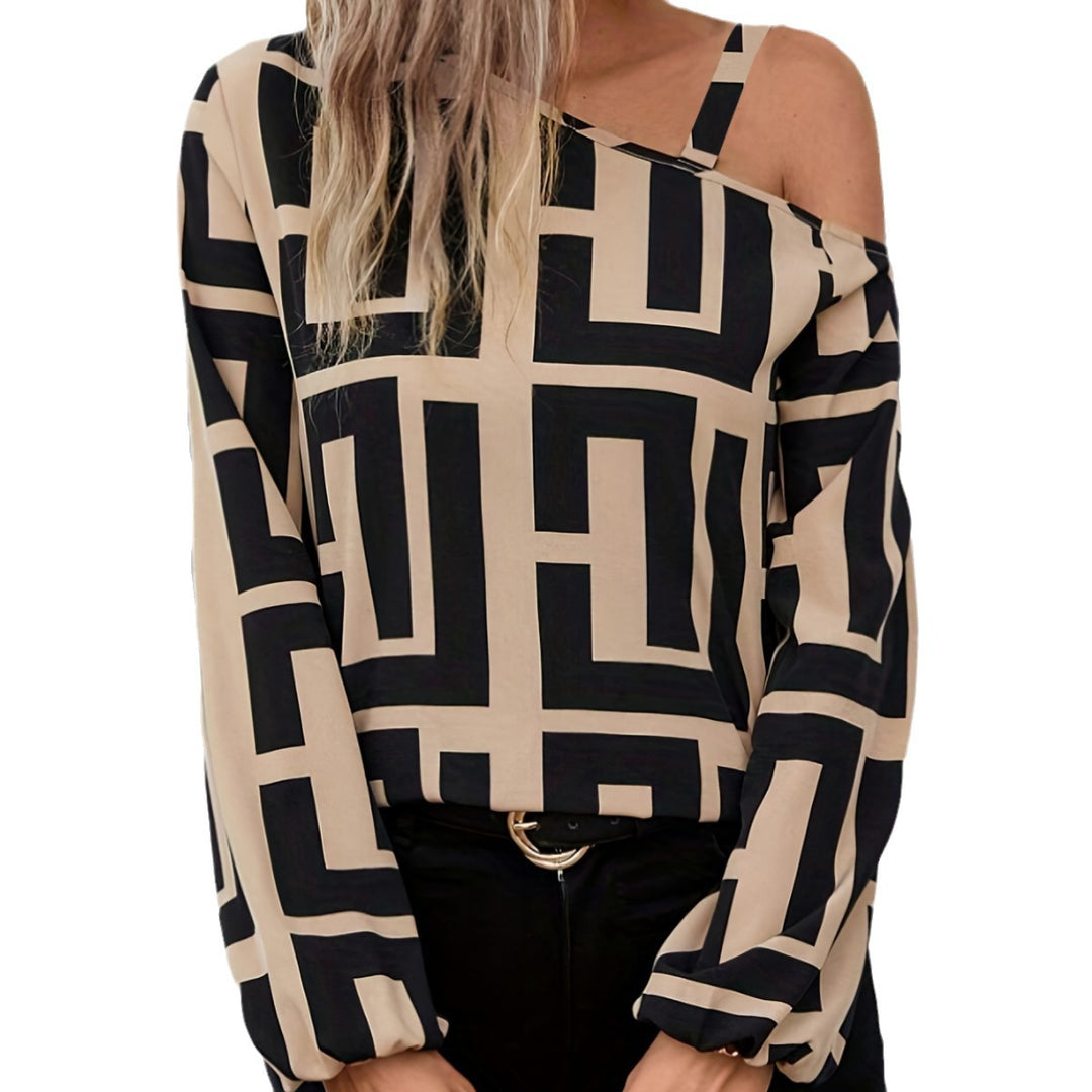 T-shirt Femme Tendance avec Coupe Asymétrique et Motif Graphique Levoire