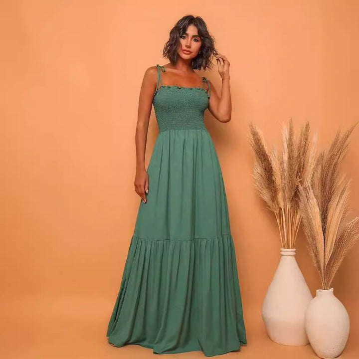 Robe maxi pour femme avec corsage élastique et nœud ludique Levoire