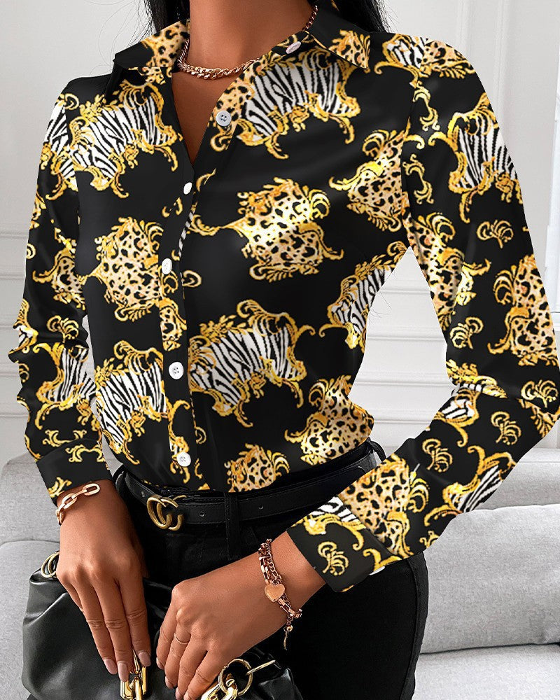 Levoire | Élégante chemise à manches longues imprimée printemps-automne Schalenkukka
