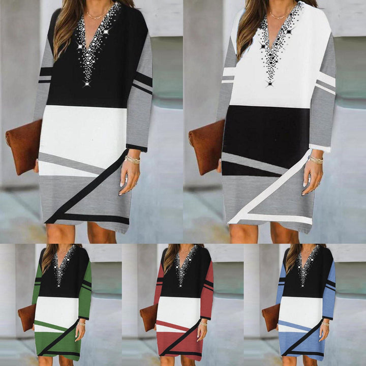 Levoire | Robe Longue à Manches Longues Imprimée à Col en V