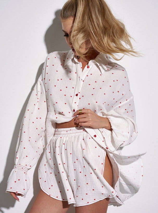 Levoire | Chemise Et Shorts À Motif De Cœur L