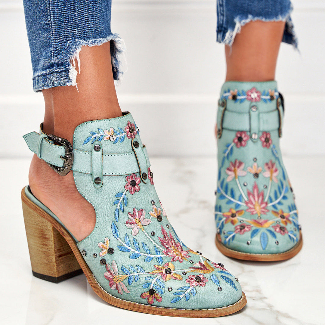 Levoire | Chaussures avec Broderie Élégante et Confort Optimal pour Femmes Bleu