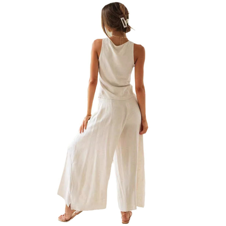 Ensemble Femme Deux Pièces avec Top Court et Pantalons Amples Levoire