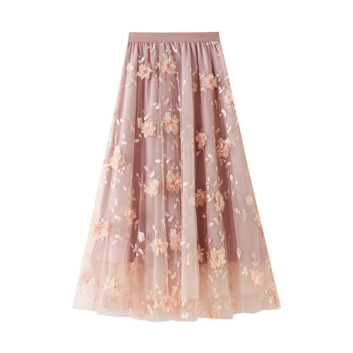 Jupon en tulle pour femmes avec des détails de broderie florale et une taille élastique Levoire