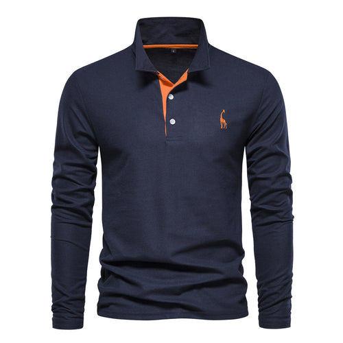 Homme Polo à manches longues avec col moderne et qualité coton respirant Avriane