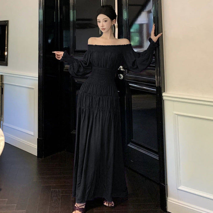 Levoire | Robe À Manches Mi-Longues Avec Ceinture De Nœud Grande Longue Flottante Noir