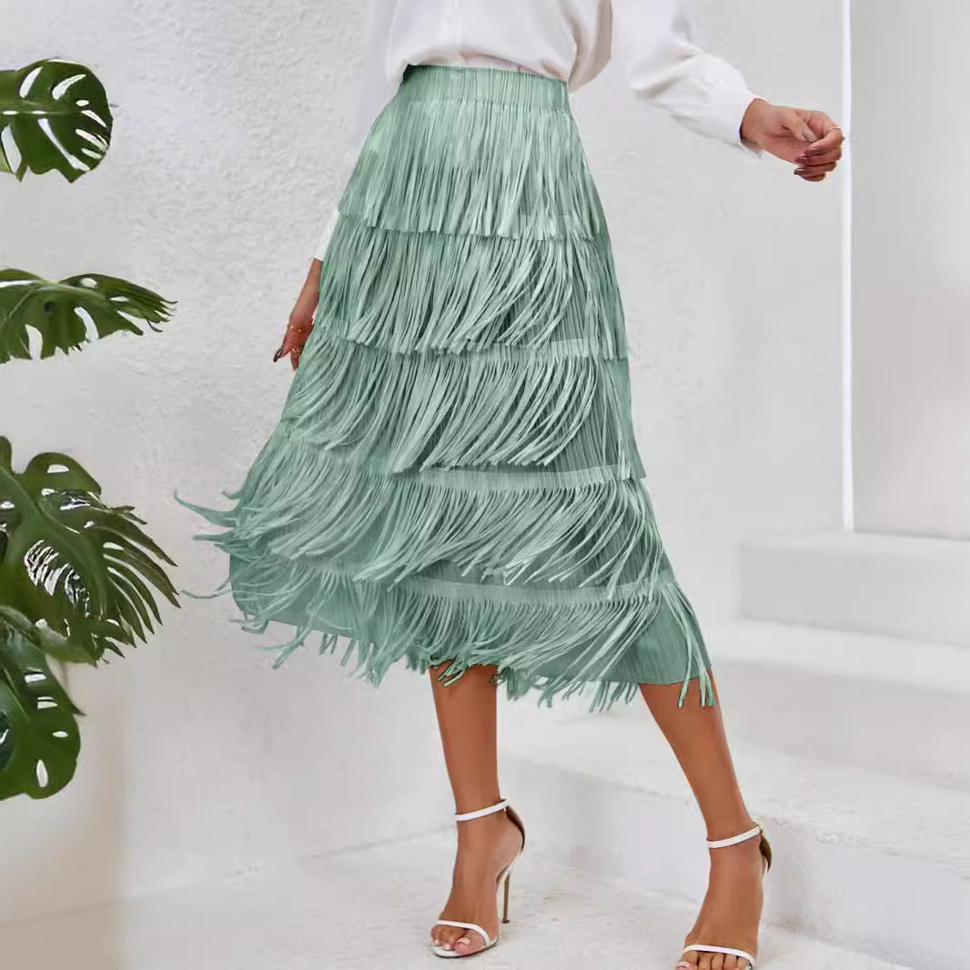 Jupe pour femme avec un design à franges et des couches fluides Levoire