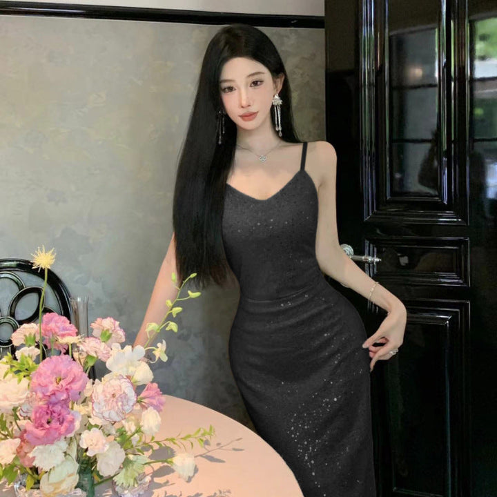 Levoire | Robe à jupe haute avec paillettes coûtant moins cher Noir
