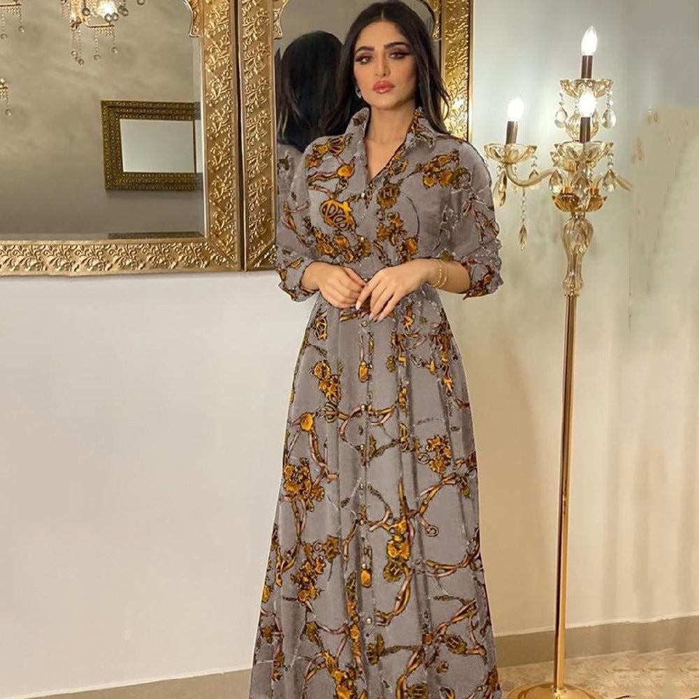 Levoire | Robe Vintage Imprimée Élégante Gris