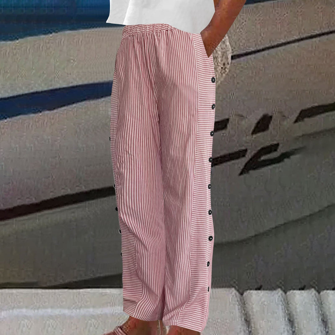 Levoire | Pantalons À Accents À Boutons Rayés Rot