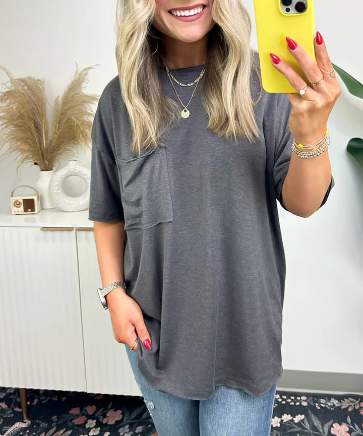 T-shirt ample décontracté pour femmes avec poche Levoire