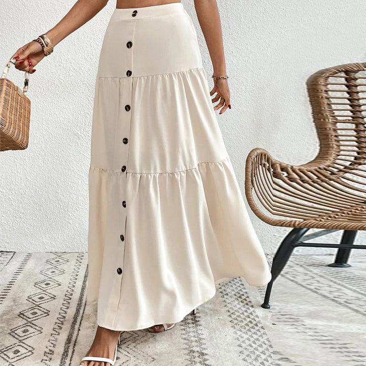 Jupe maxi pour femmes avec patte de boutonnage et coupe fluide Levoire