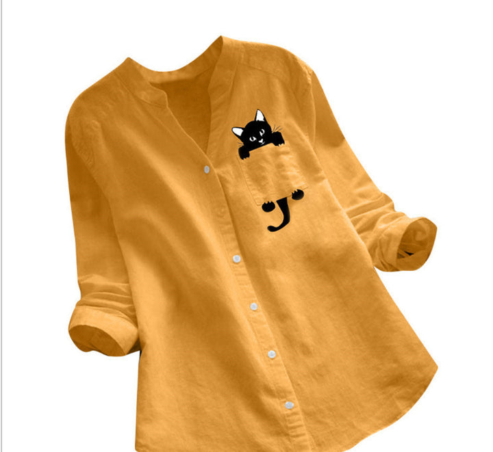 Blouse tendance pour femmes avec motif de chat amusant Levoire