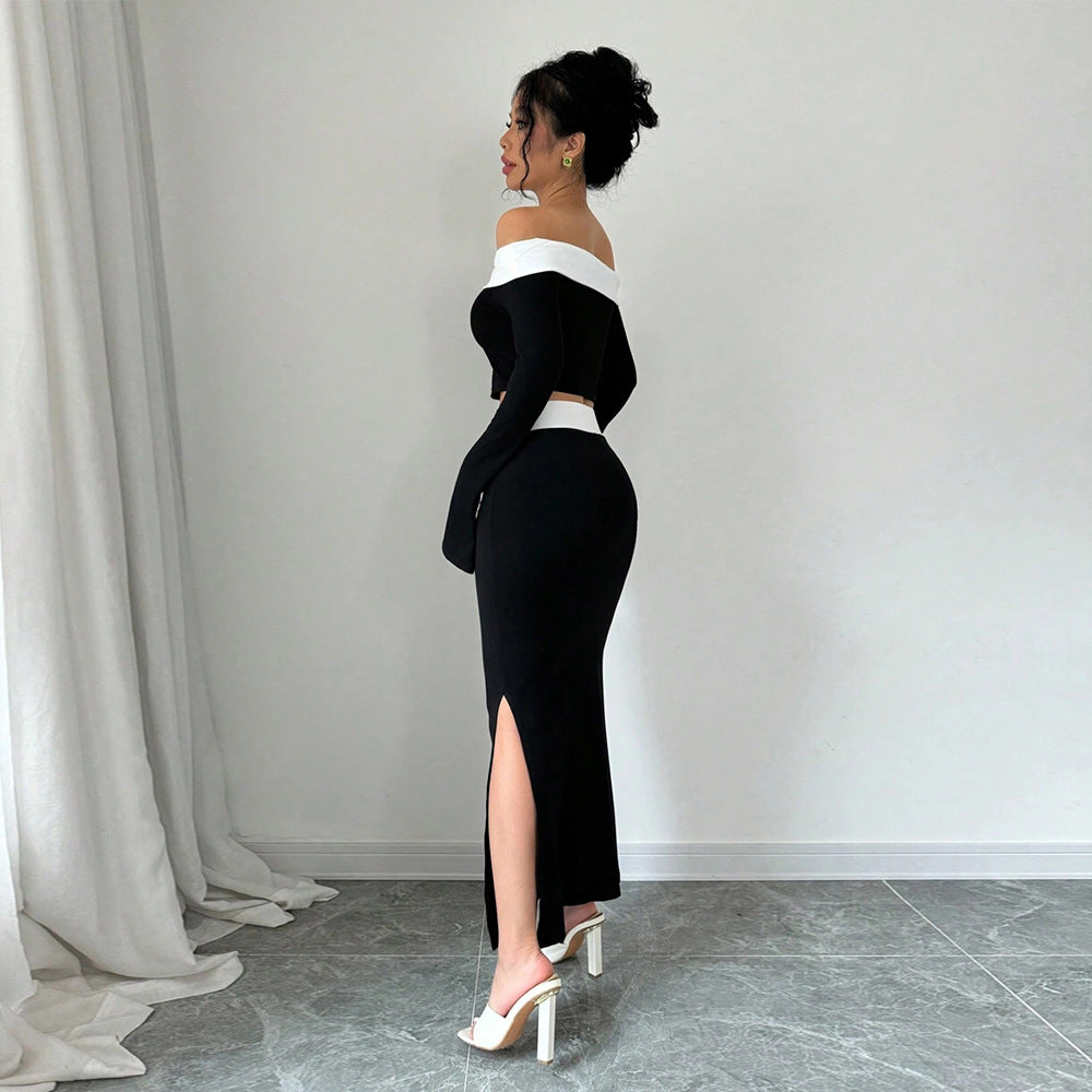 Ensemble de crop top et jupe maxi pour femmes avec design hors-épaule Levoire