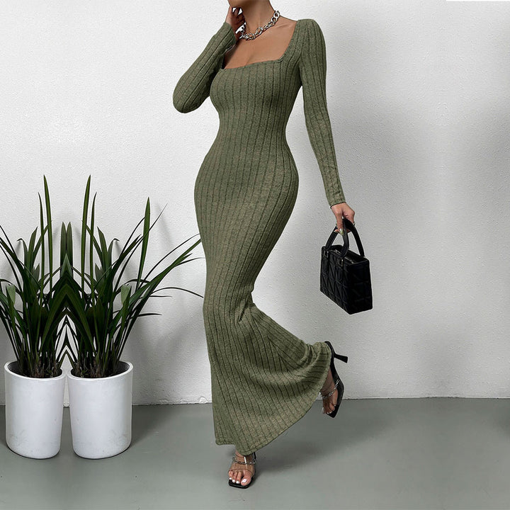 Robe maxi à manches longues pour femmes en design rib élégante Levoire