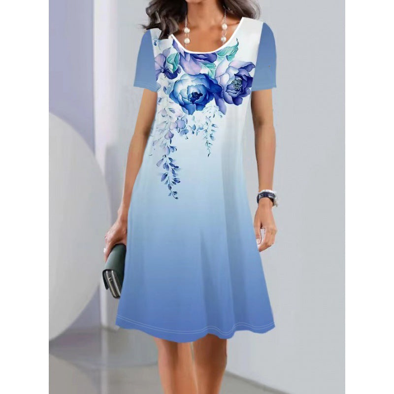Levoire | Légères Impression Printemps-été Robe Midi à Manches Courtes Élément 6