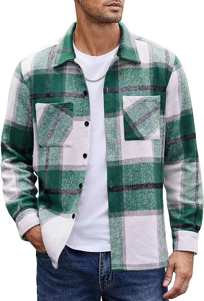 Levoire | Chemise À Carreaux Moderne Pour Hommes Avec Poches Doubles Vert