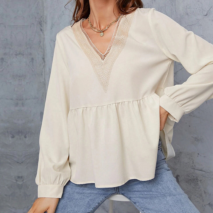 Blouse femme avec des manches embellies et de la dentelle Levoire