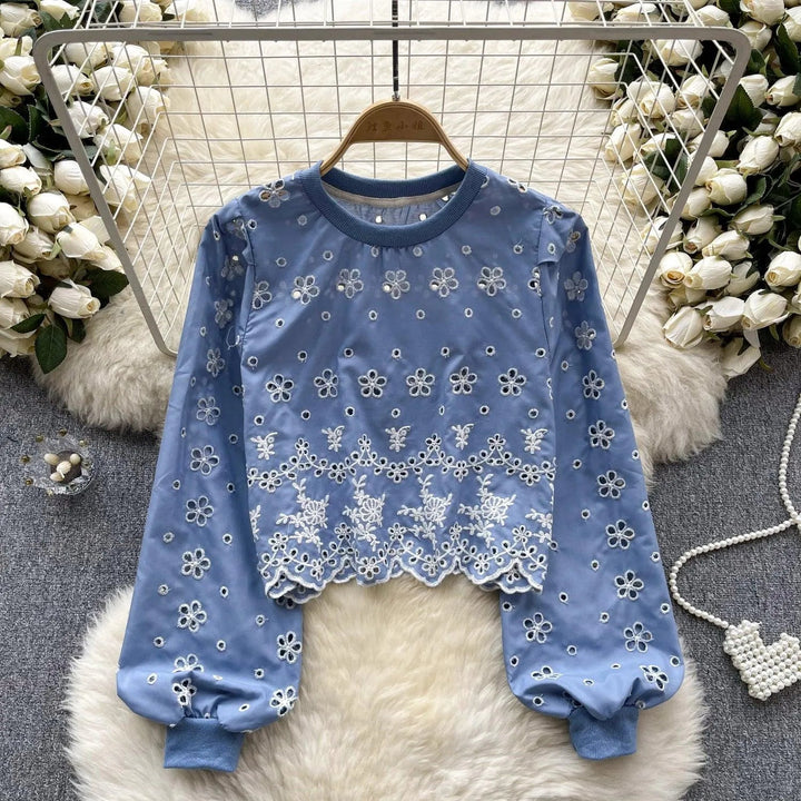 Levoire | Chemise à manches courtes avec manches bouffantes Bleu Taille libre