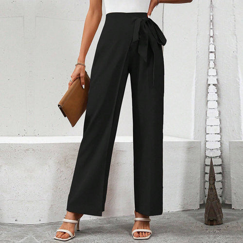 Pantalons palazzo élégants pour femmes avec ceinture à nouer sur le côté et taille haute Levoire