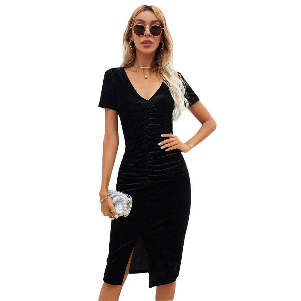 Robe portefeuille élégante pour femme avec décolleté en V et fente latérale Levoire