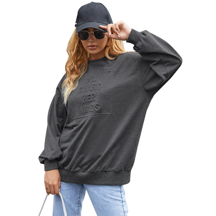 Sweatshirt décontracté pour femmes avec un élégant col rond et une écriture décorative Levoire