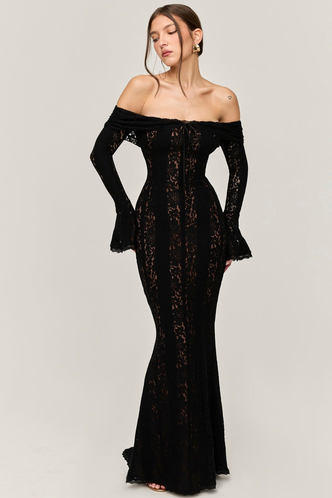 Levoire | Élégant Bustier Robe Longue Slim Fit Sirène Robe noir